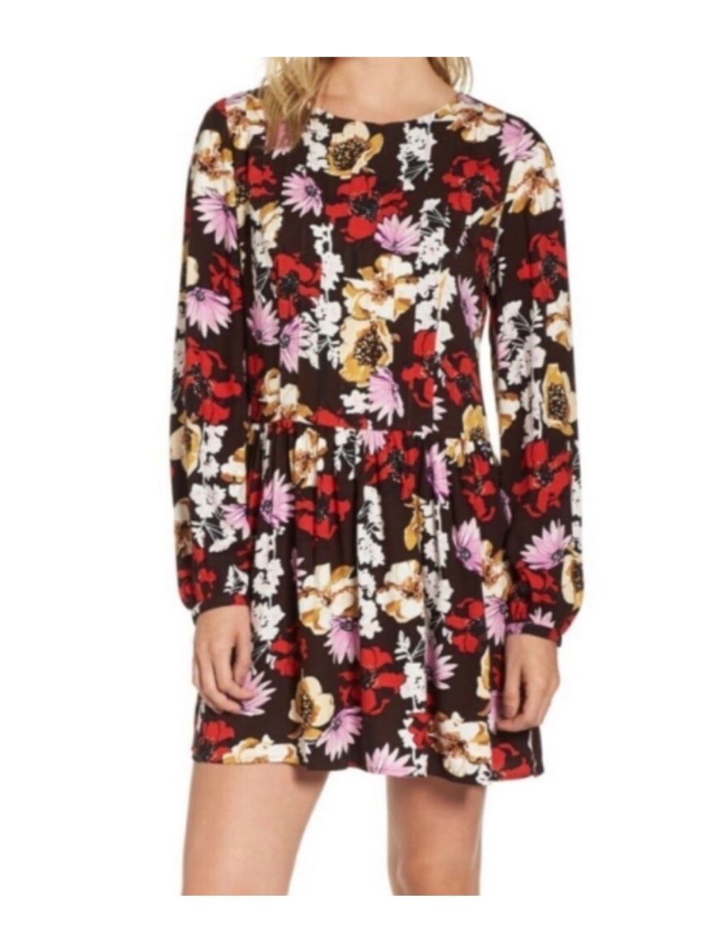 Nordstrom Hinge Floral Pintuck Midi Dress